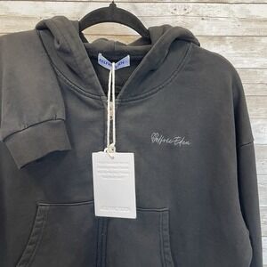 NWT Aelfric Eden Womens L Hoodie Black Cropped Zip-Up Embroidered LOGO New